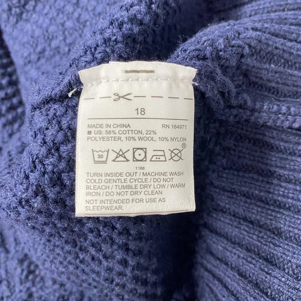 Janie And‎ Jack Cardigan Sweater Boys 18 Blue Cable Knit Shawl Collar Pockets